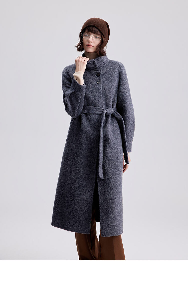 New Styles Double-faced Womens Wool Cashmere Trench Coat With Button supplier