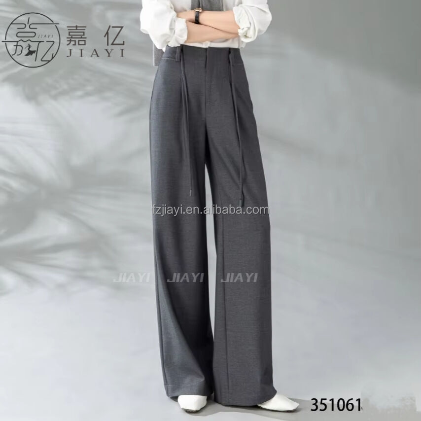 Women's High Waisted Straight Long Palazzo Trousers Casual Loose Fit Zipper Fly Pants for Office Business Work in Spring supplier