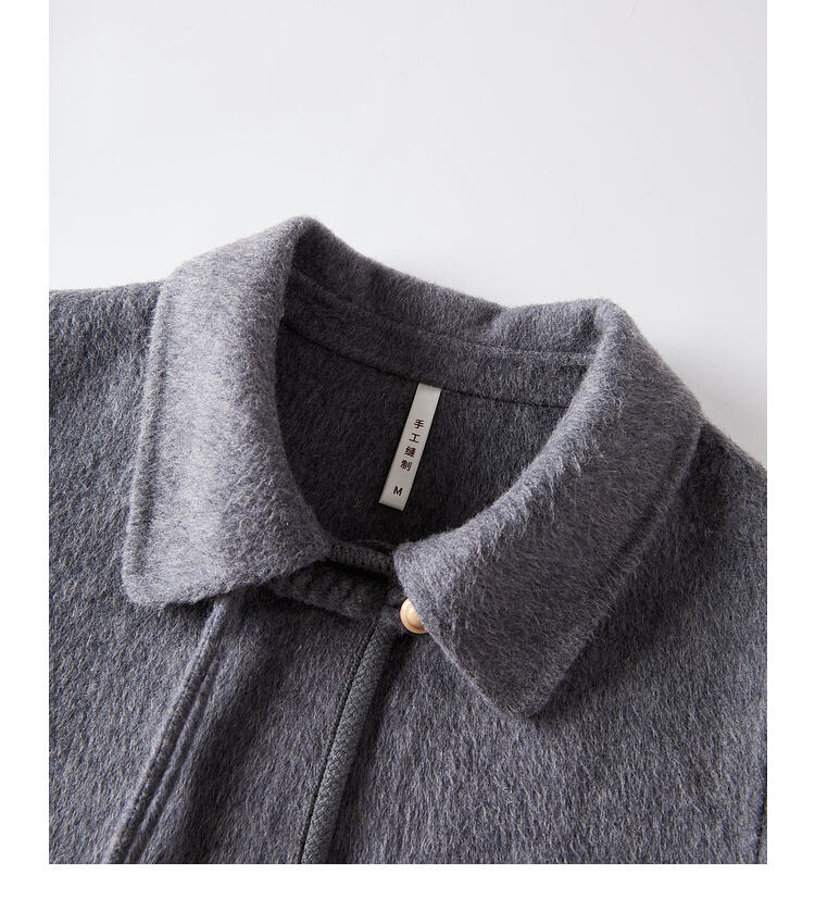 Women's Vintage Double Sided Wool Coat High End Fall Winter Casual Long Coat with Small Lapels Nylon Lining Sheep Fur Decoration factory