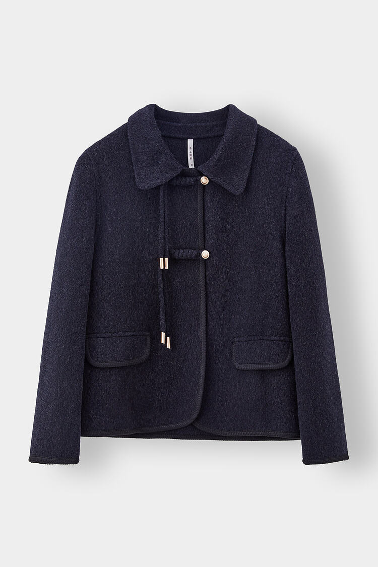 Women's Vintage Double Sided Wool Coat High End Fall Winter Casual Long Coat with Small Lapels Nylon Lining Sheep Fur Decoration manufacture