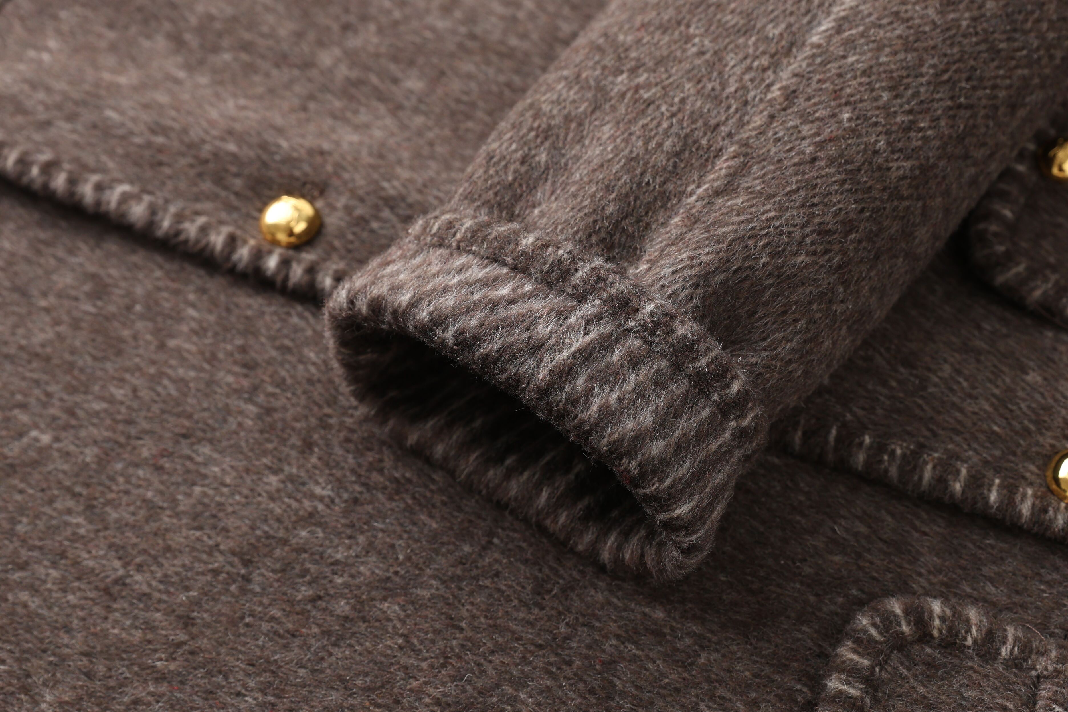 Elegant Women's Long Winter Quilted Wool Coat with Double-Breasted Cashmere Closure Logo Decoration Ground Color-New Collection details