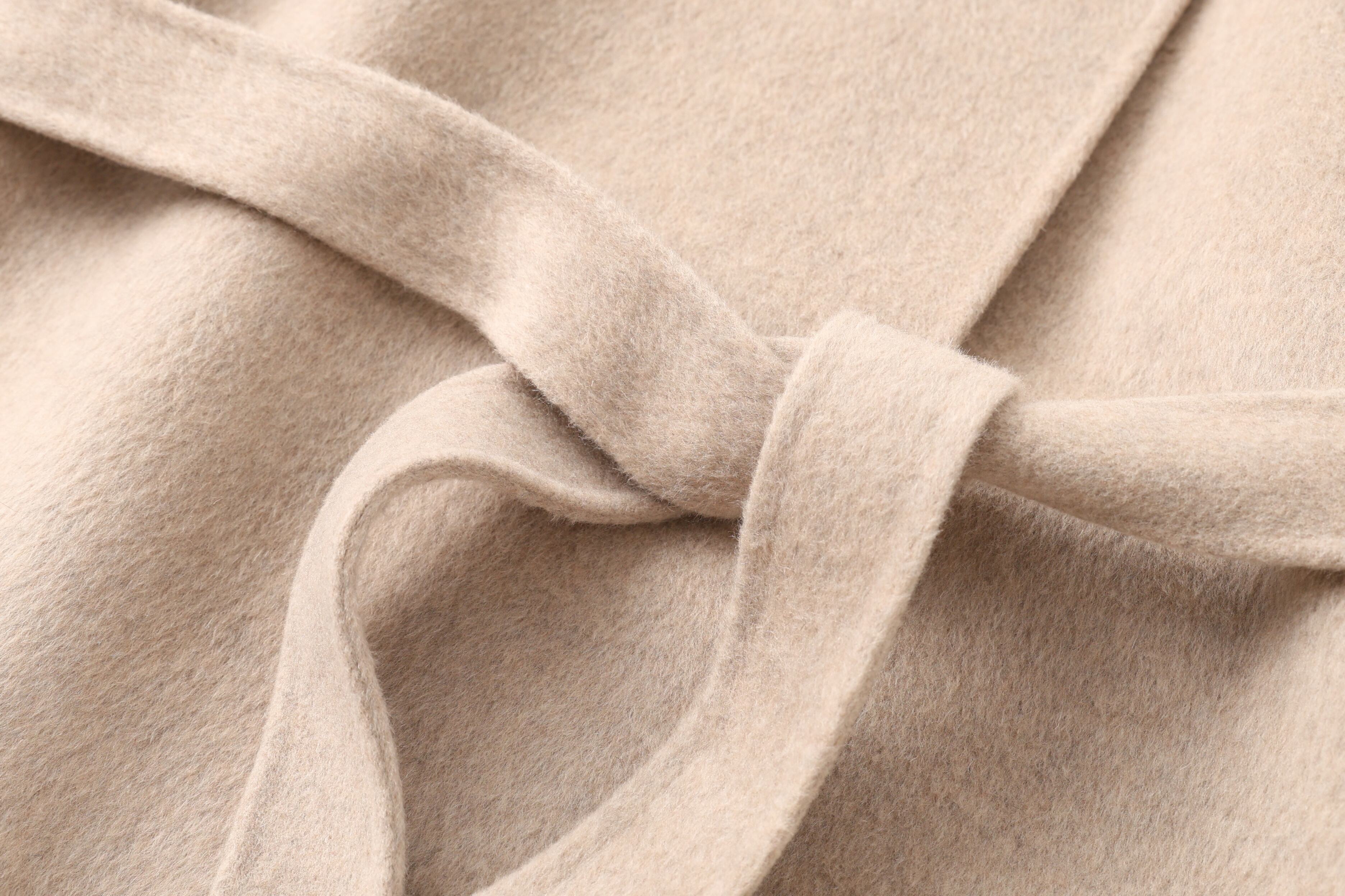 Soft Gentle Stand - Collar Wool Coat, Waist - Tied Figure - Flattering Mid - Length Woolen Overcoat factory