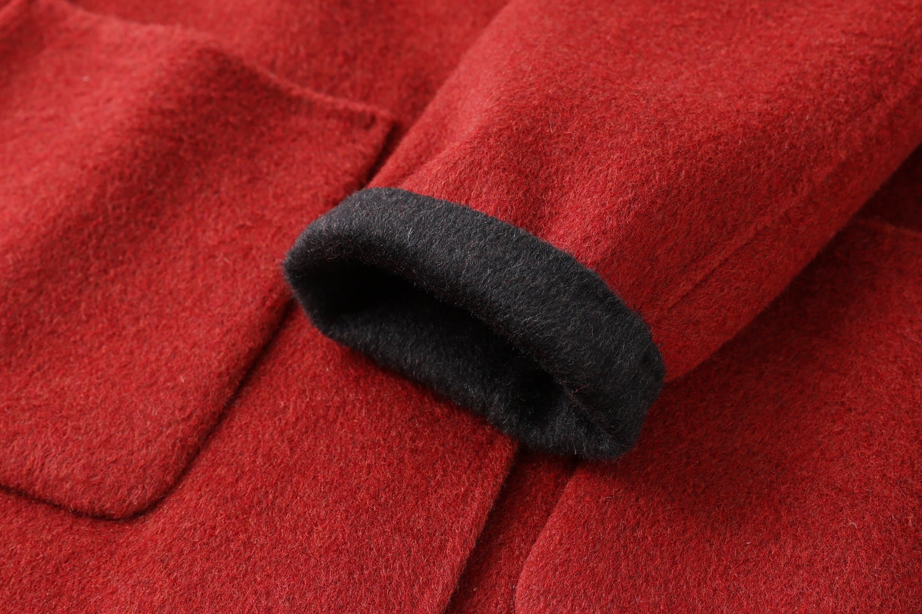 Women's Classic Double-Sided Wool Long Overcoat Warm Single Breasted Winter Coat Turn-Down Collar Belt Closure Cashmere Hood manufacture