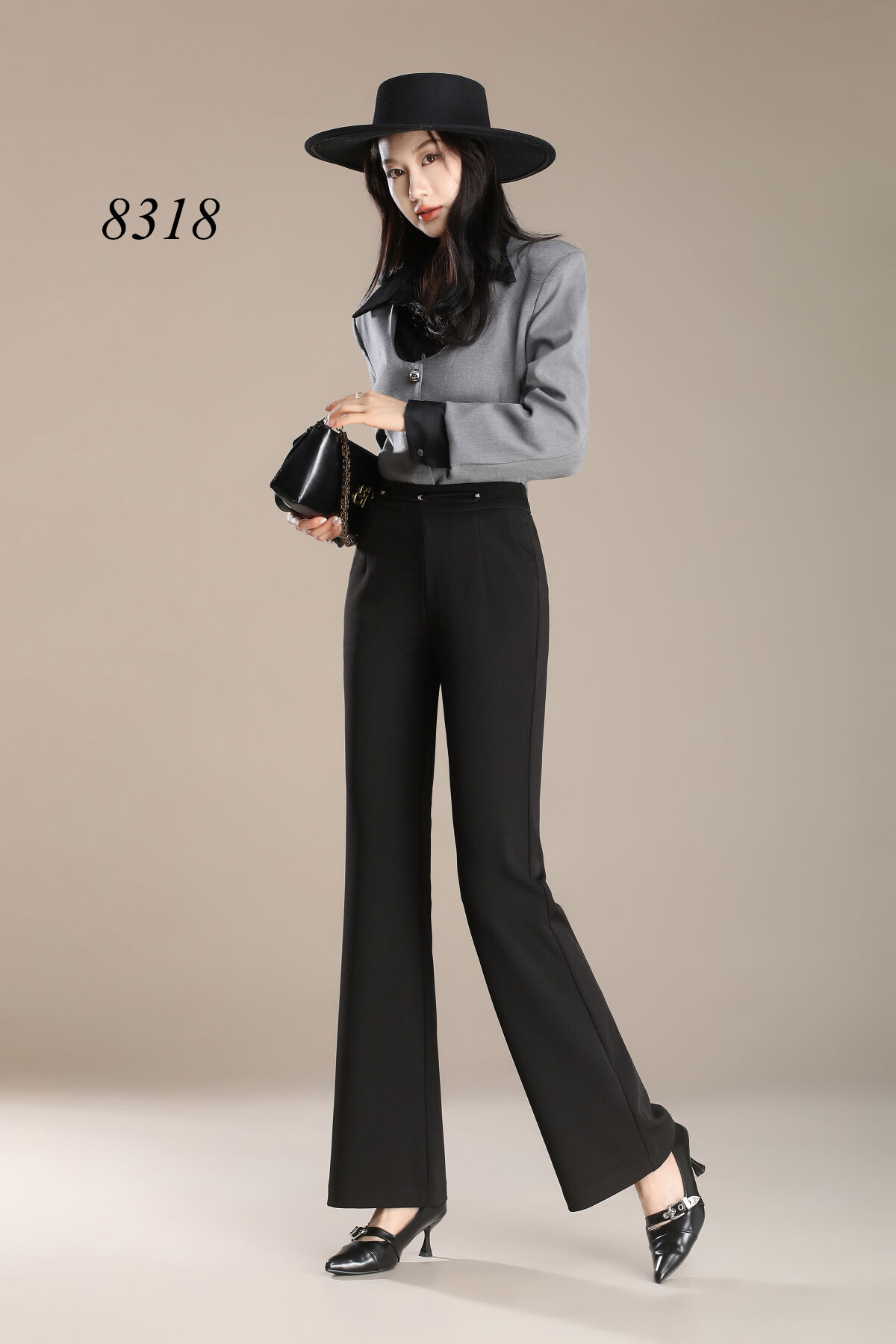 2025 Summer Women's New High-waisted Slim-fit Straight Pants Knitted Casual Flared Pants details