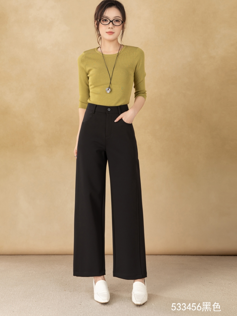New Women's Loose Straight-Cut Wide-Leg Pants Zipper Fly Casual Anti-Wrinkle Long Clothing Trousers for Winter manufacture