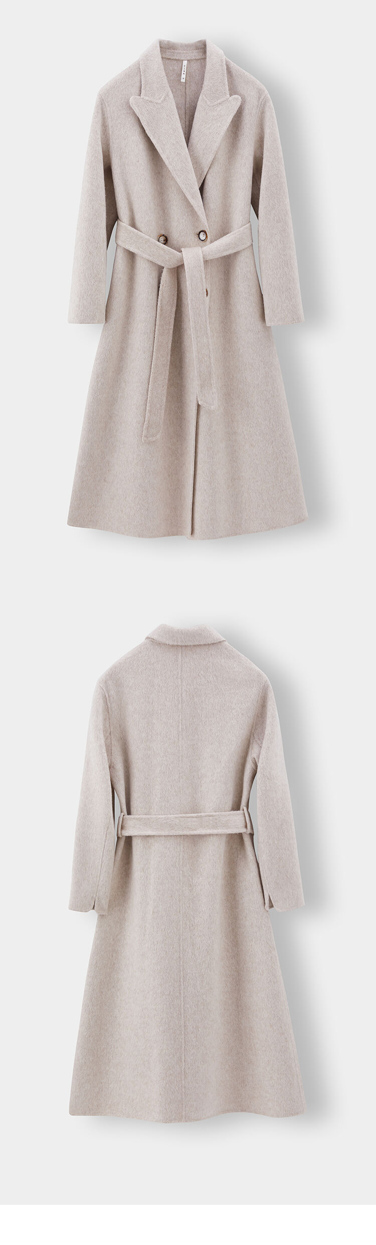 Gray Color Notched Collar Long Sleeve Sashes Casual Fashion Women Long Trench Coat supplier