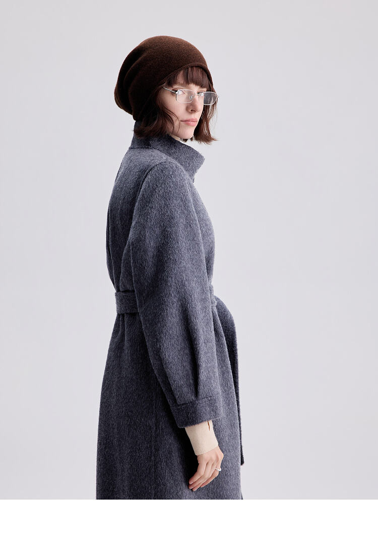 New Styles Double-faced Womens Wool Cashmere Trench Coat With Button manufacture