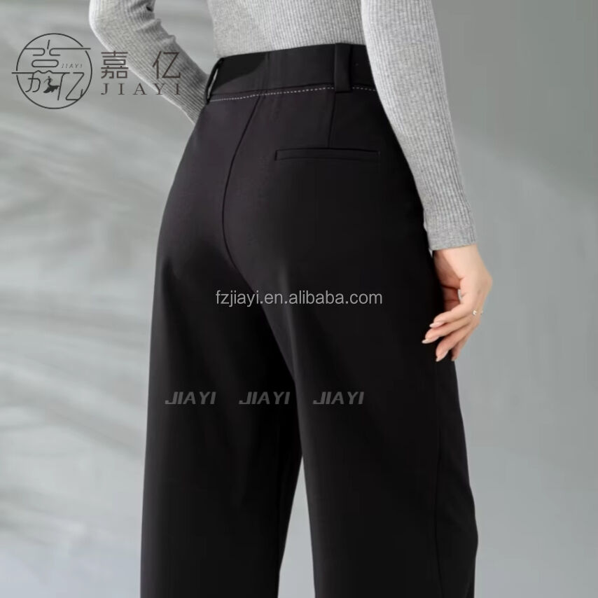 Women's High Waisted Straight Long Palazzo Trousers Casual Loose Fit Zipper Fly Pants for Office Business Work in Spring supplier