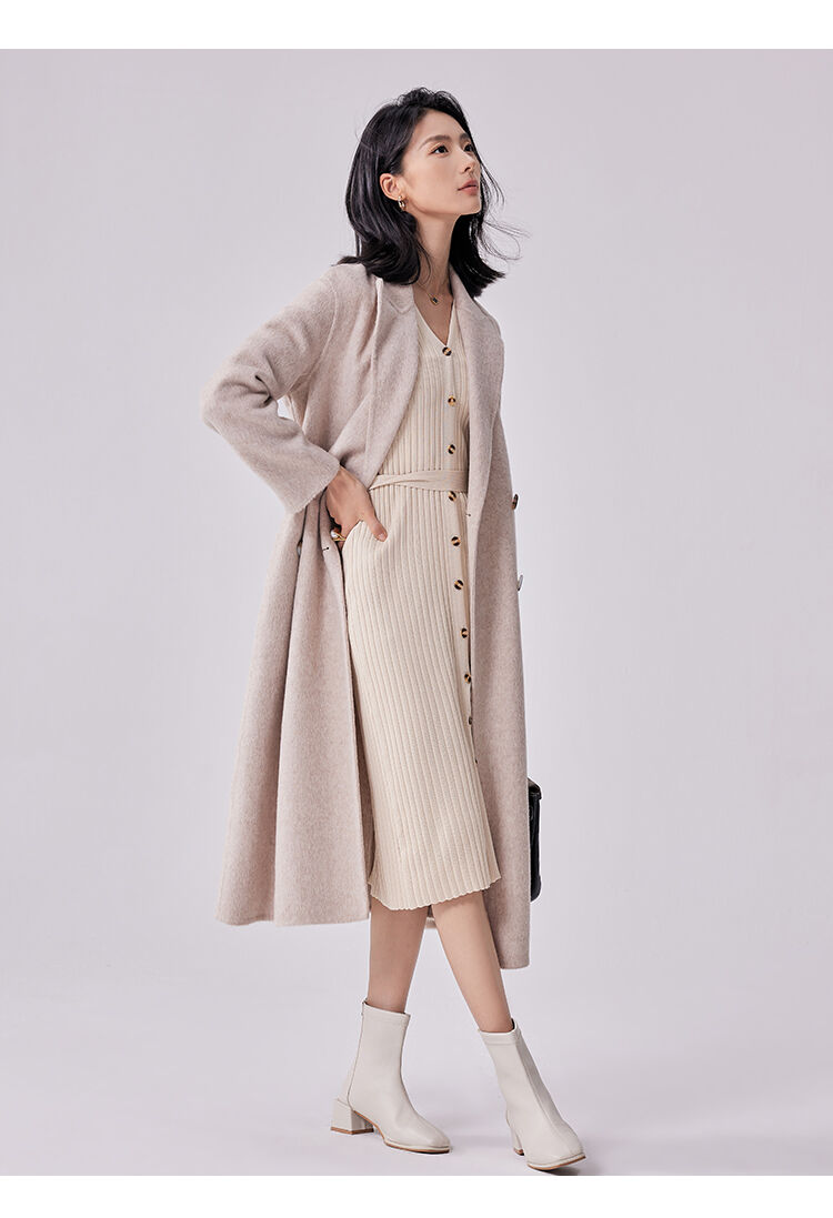 Gray Color Notched Collar Long Sleeve Sashes Casual Fashion Women Long Trench Coat details