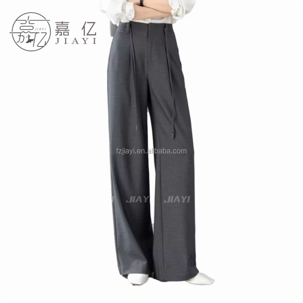Women's High Waisted Straight Long Palazzo Trousers Casual Loose Fit Zipper Fly Pants for Office Business Work in Spring supplier