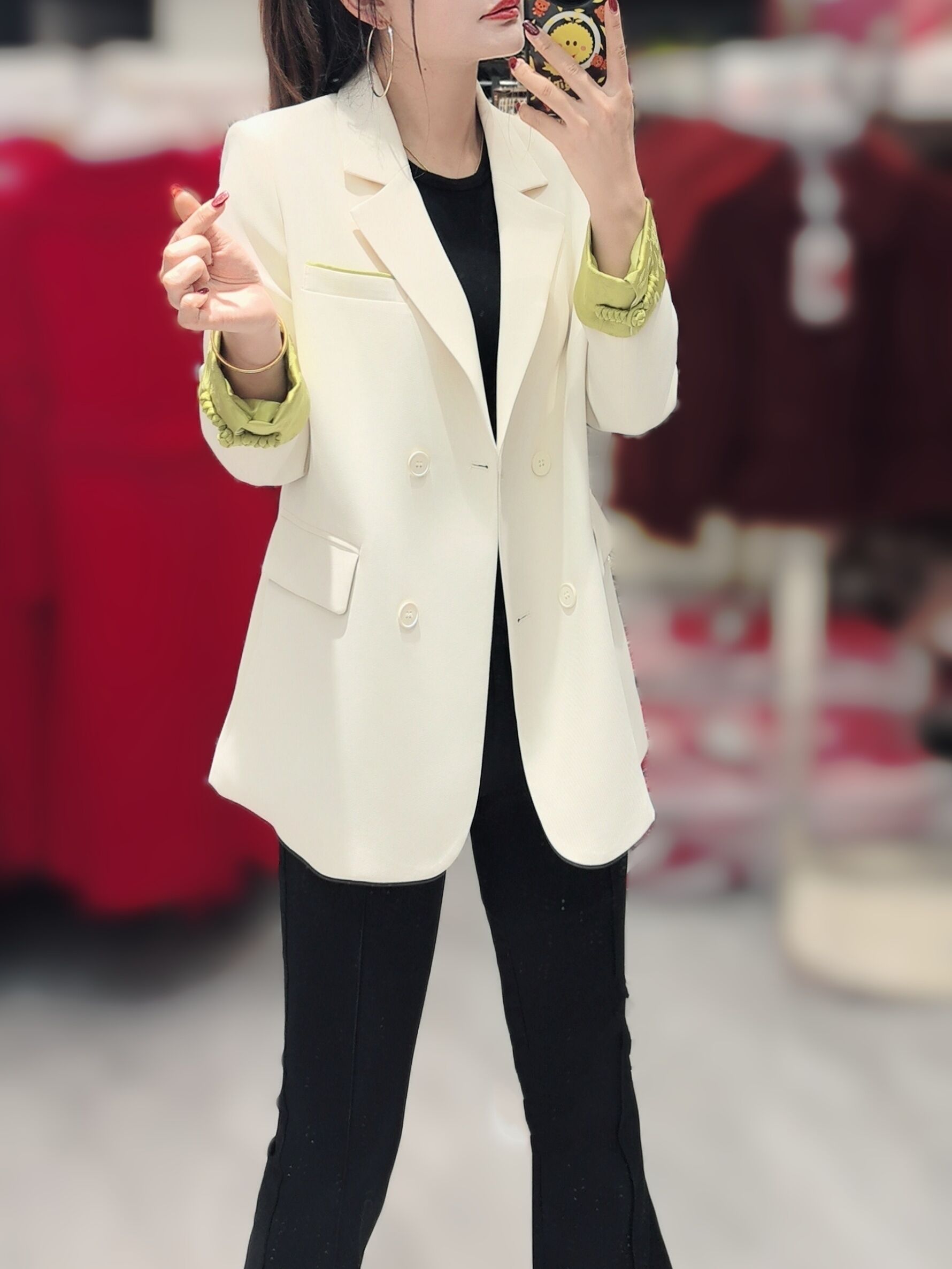 Wholesale Ladies Office Suits Red Business Suit Two Piece Tweed Blazer Skirts Dress for Women details