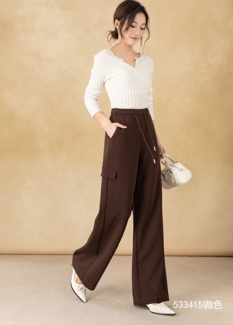 Women's Loose-Fitting Solid-Color Cargo Pants Wide-Leg Casual Trousers Dyed Jeans manufacture