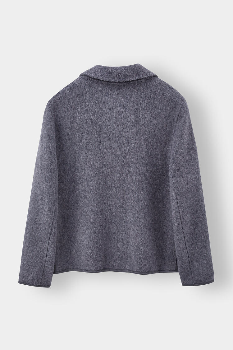 Women's Vintage Double Sided Wool Coat High End Fall Winter Casual Long Coat with Small Lapels Nylon Lining Sheep Fur Decoration manufacture