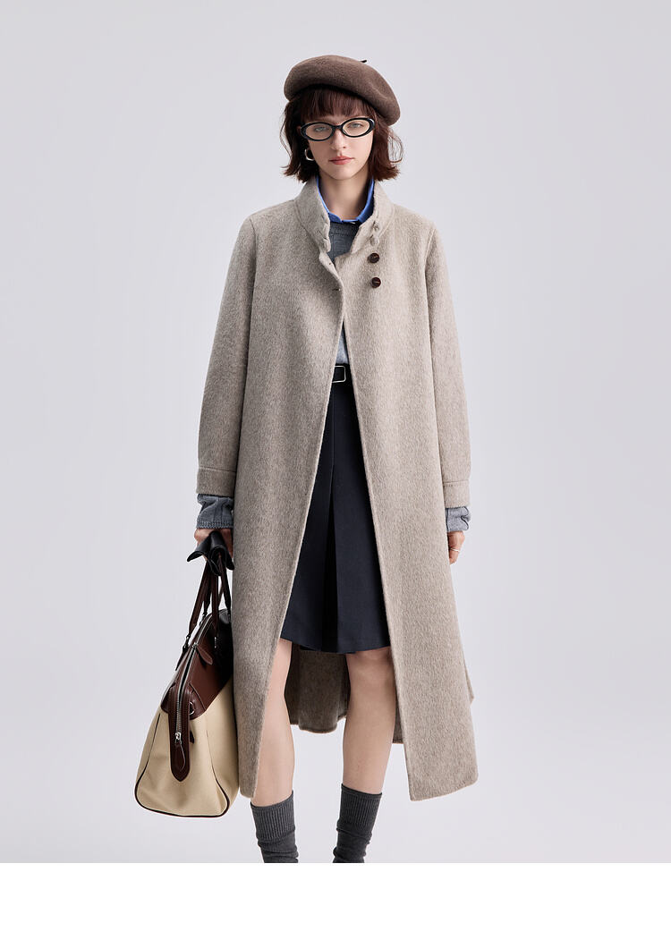 New Styles Double-faced Womens Wool Cashmere Trench Coat With Button supplier