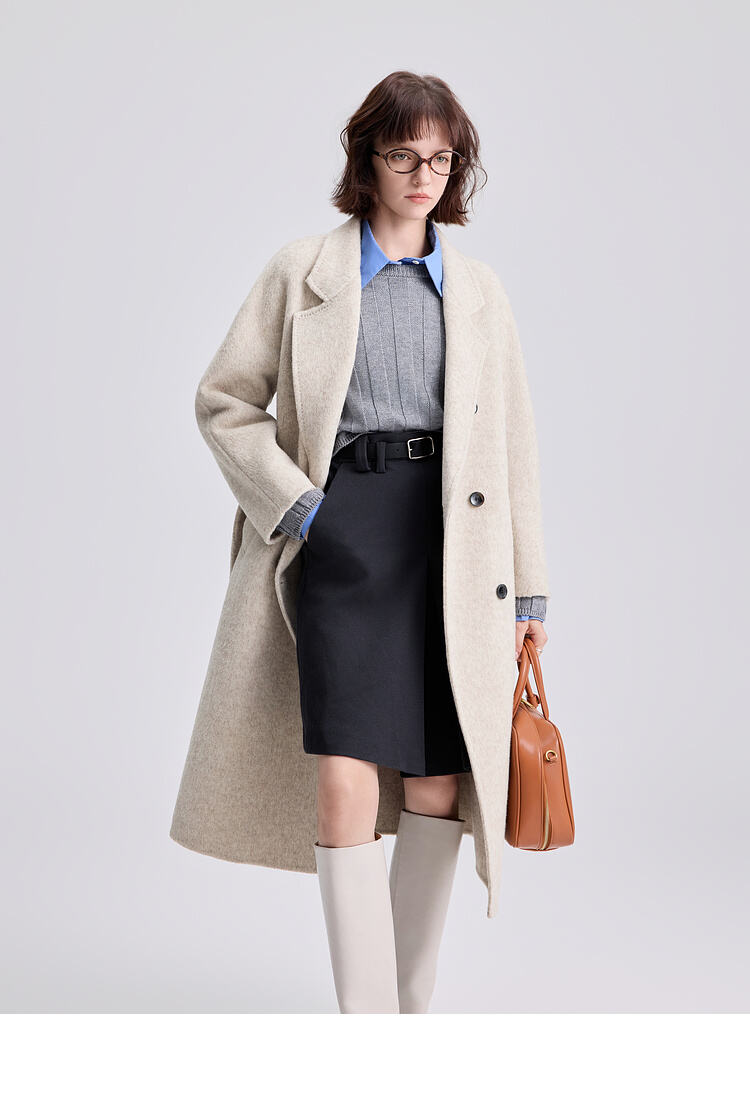 Custom Women Autumn Winter Wool Maxi Coat with Belt Lapel Solid Color Loose Cardigan Ladies Elegant Long Coat manufacture