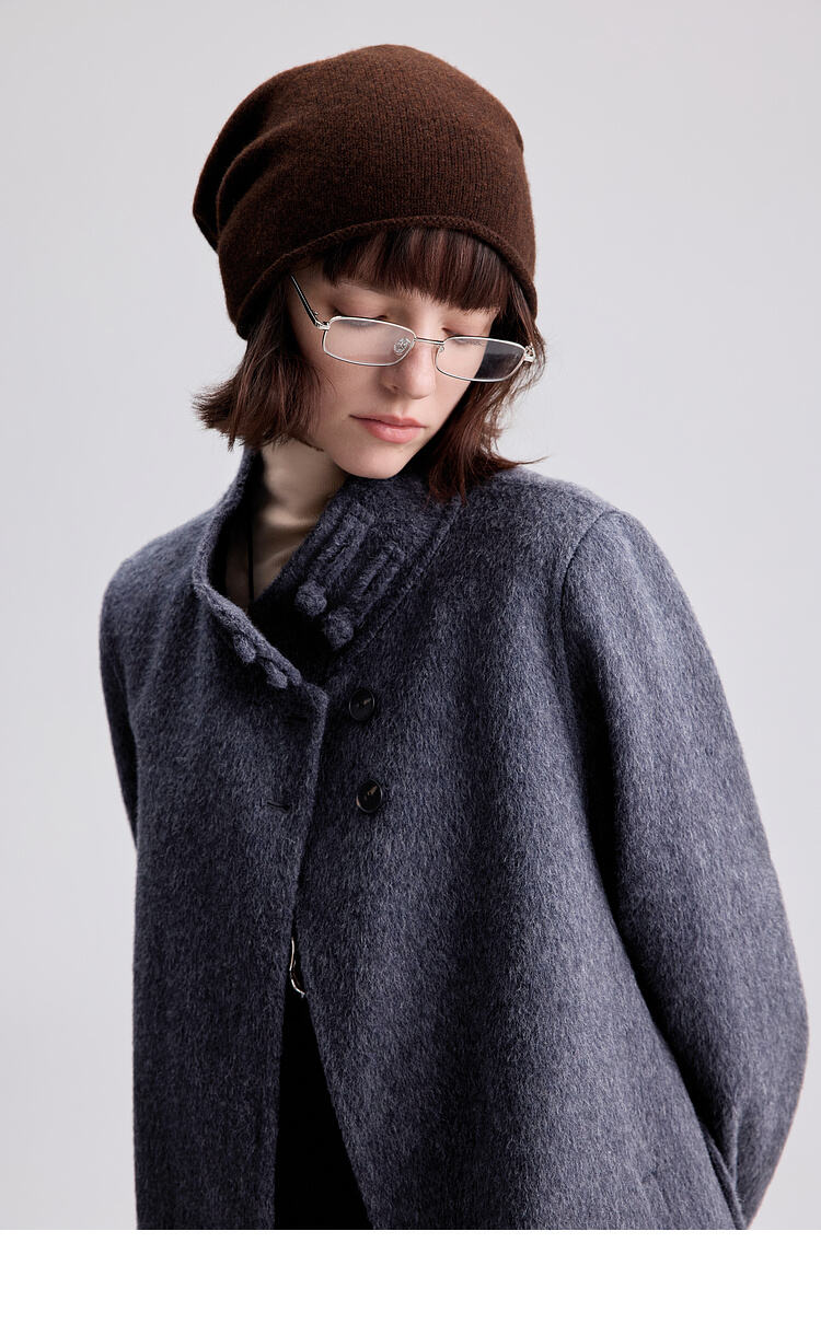 New Styles Double-faced Womens Wool Cashmere Trench Coat With Button manufacture