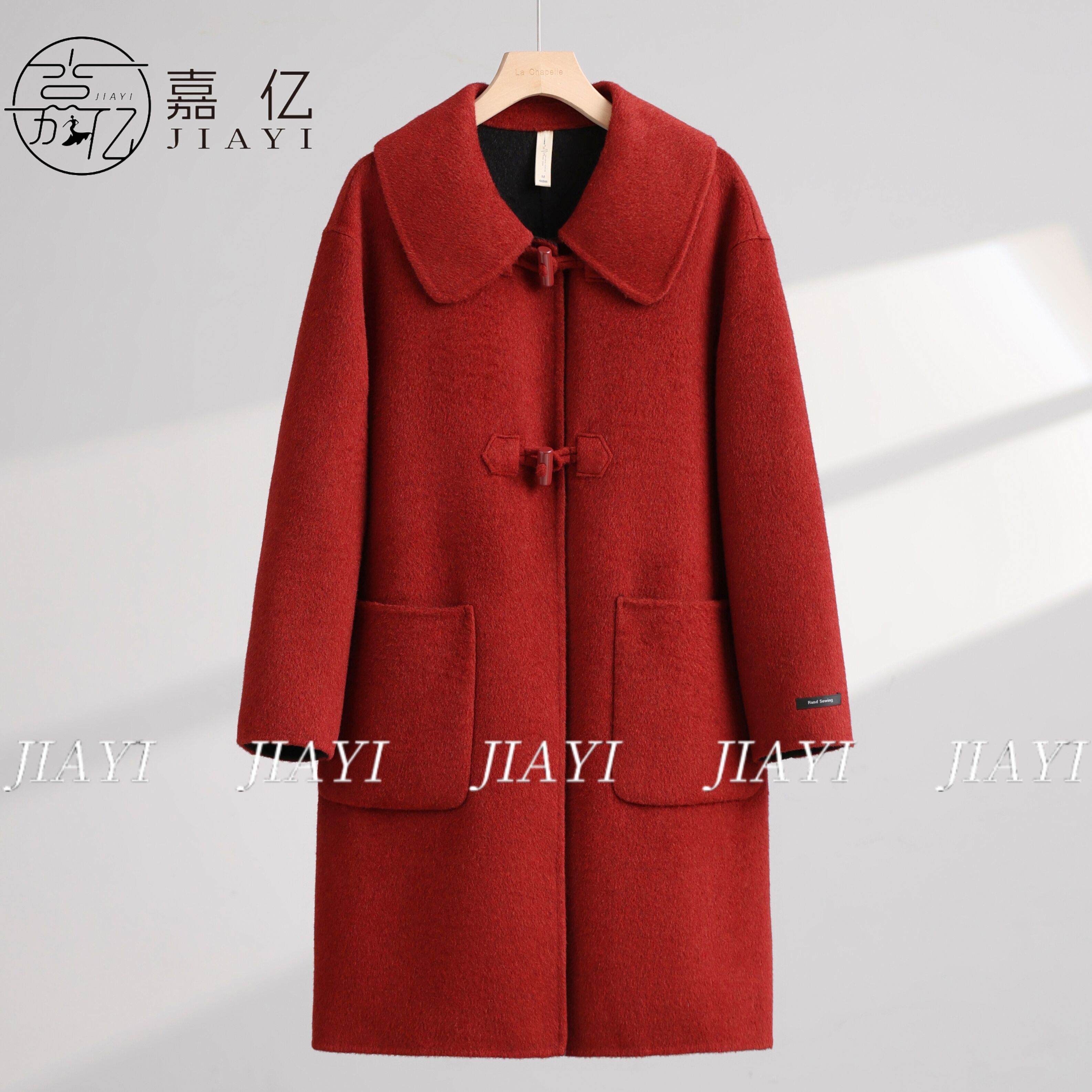 Women's Classic Double-Sided Wool Long Overcoat Warm Single Breasted Winter Coat Turn-Down Collar Belt Closure Cashmere Hood supplier
