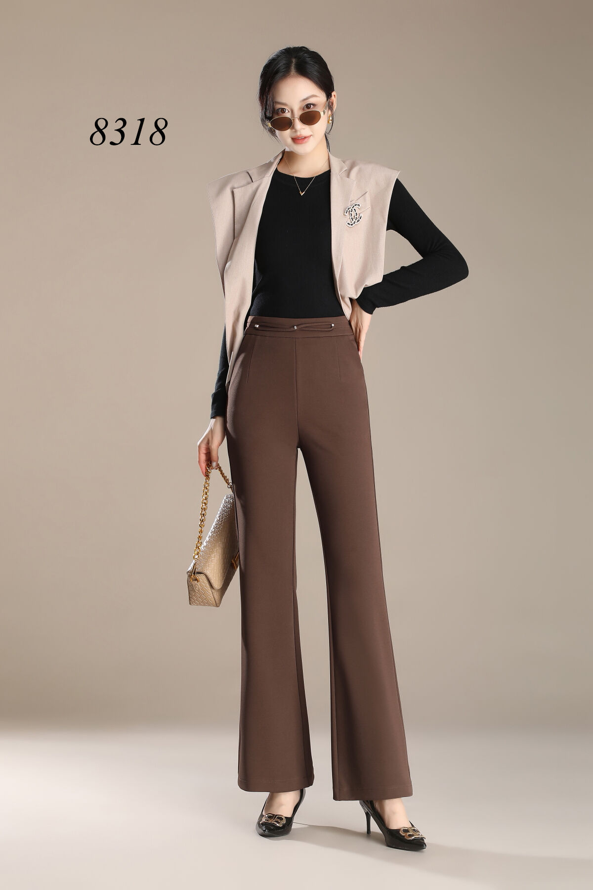 2025 Summer Women's New High-waisted Slim-fit Straight Pants Knitted Casual Flared Pants manufacture