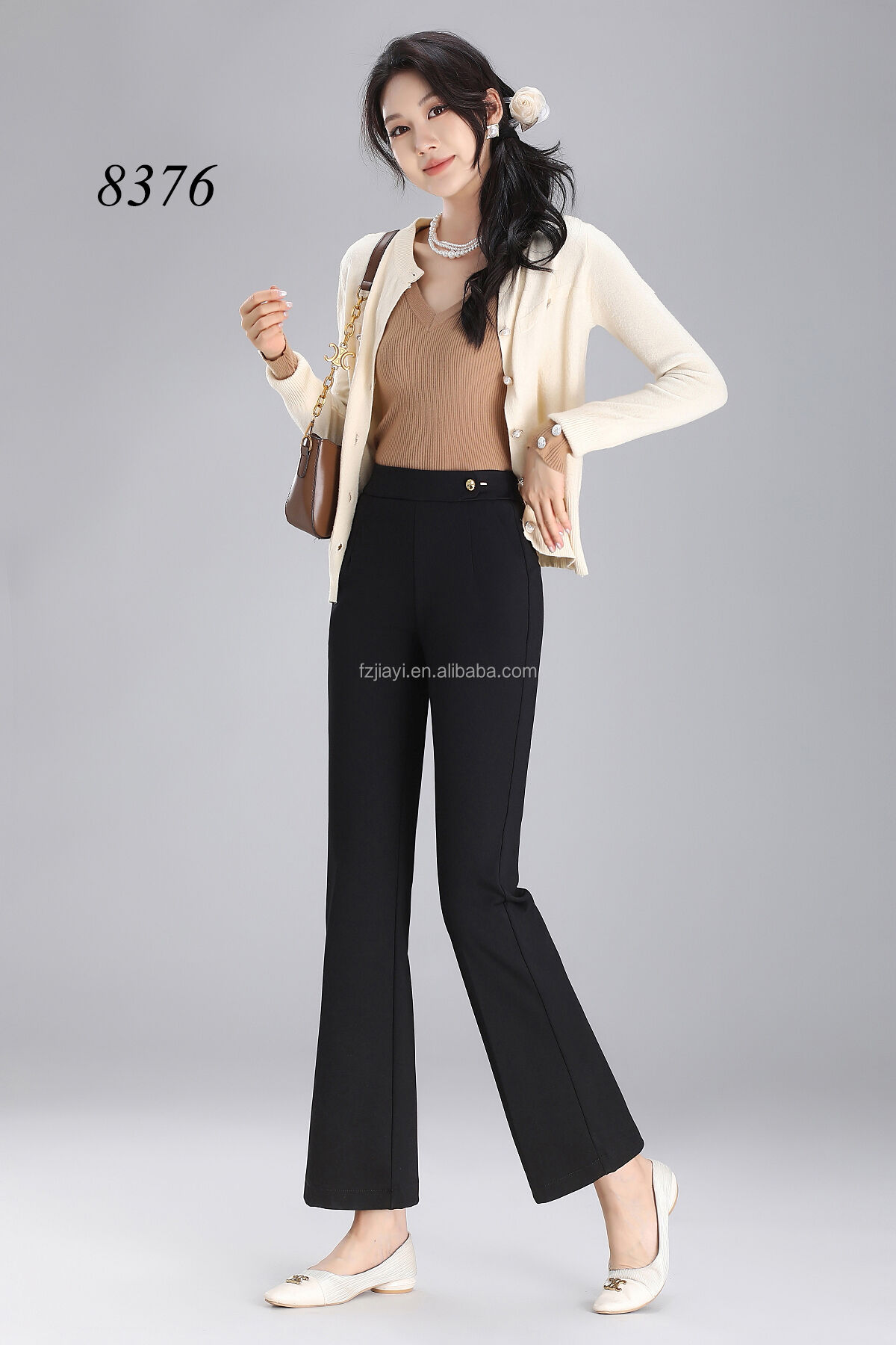 Custom Flared Wide Leg Pants for Women Casual Work Trousers supplier