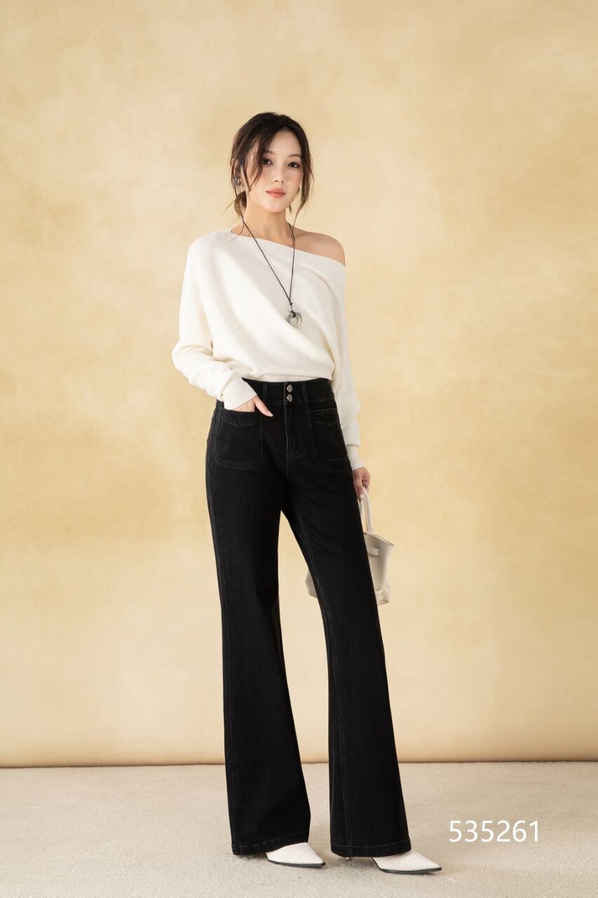 Vintage-Style Women's Dark Wash Straight Stretch Denim Pants Breathable and Washable Wide-Leg Simple Formal Wear supplier