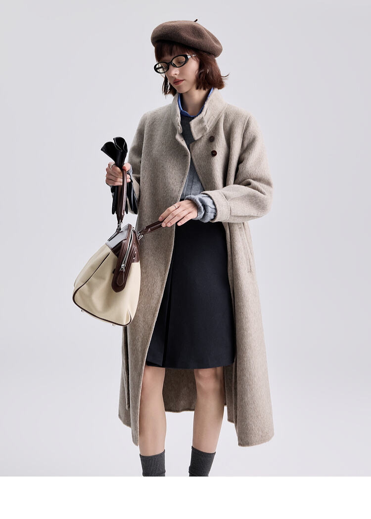 New Styles Double-faced Womens Wool Cashmere Trench Coat With Button factory