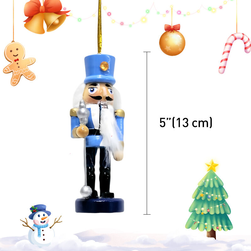 4/S Christmas Nutcracker Hanging Ornament Small Wooden King Nutcracker Hanging Decorations Nutcracker Figure Christmas details