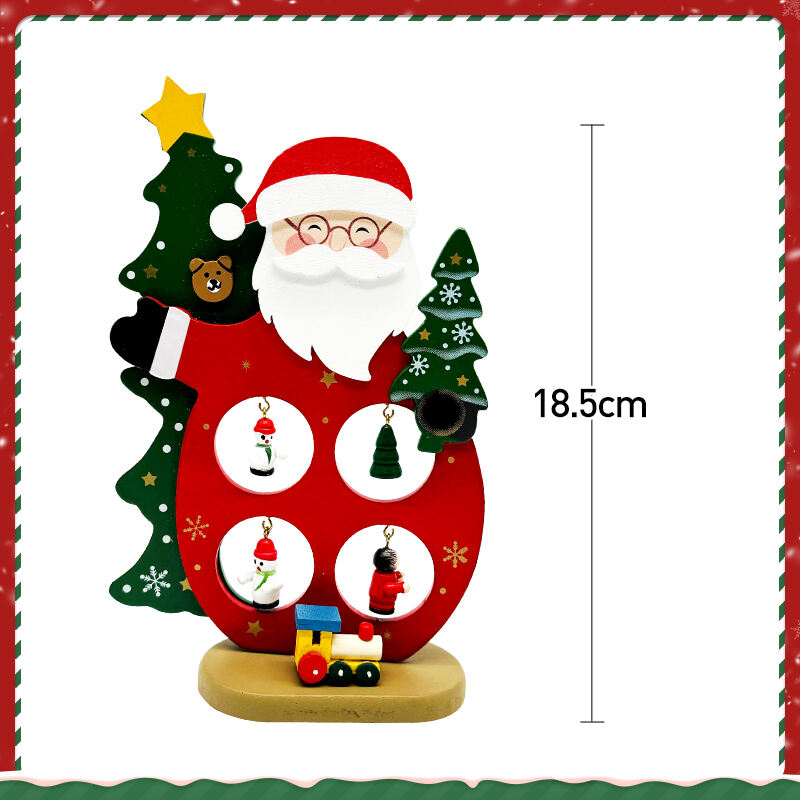 Wooden Christmas Tree Decoration Tabletop Christmas Tree With Mini Ornaments Wooden Base For Christmas Gifts Xmas Ornaments supplier