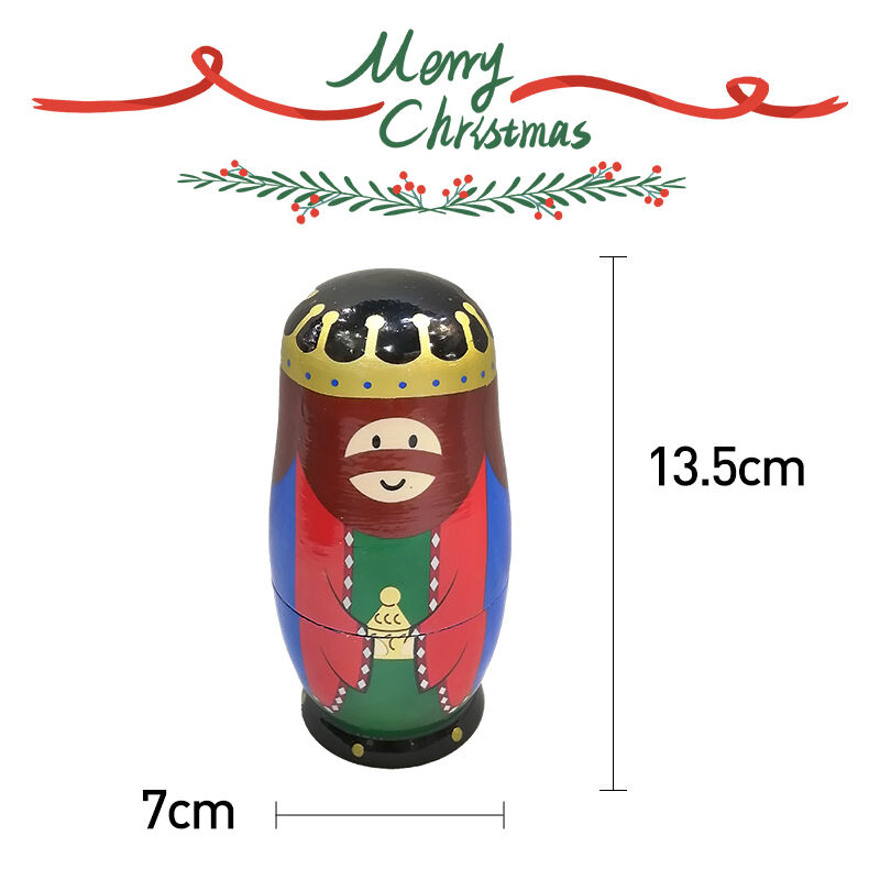6Pcs Russian Matryoshka Dolls Handmade Wooden Christmas Table Decoration Doll Nesting Dolls Set for Kids Birthday Toy Gift details
