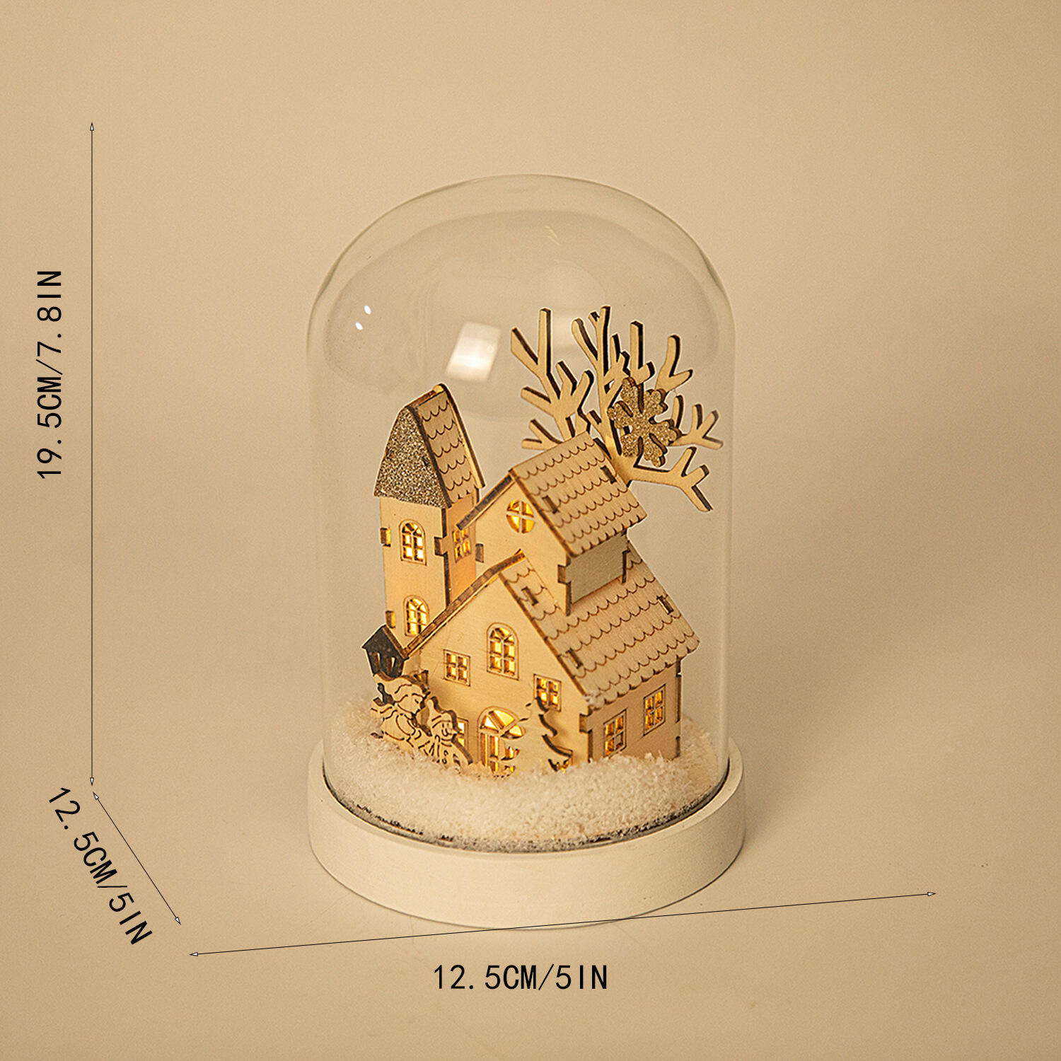 Christmas Led lighting Glass Christmas Ornaments Christmas Village Wooden Decoration factory