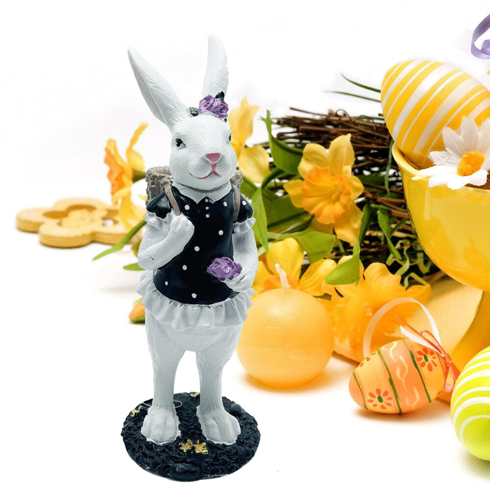 Eastern Decorations Polyresin Standing Bunny Table Top Decoration For Home Table Easter Rabbit Craft Gifts for Spring details