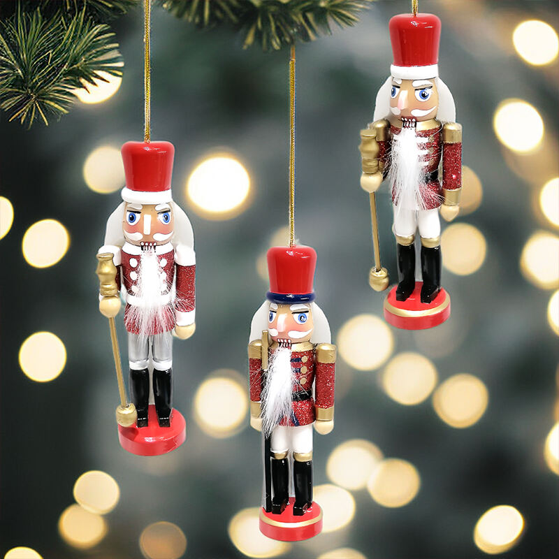 3/S Christmas Nutcracker Hanging Ornament Small Wooden King Nutcracker Hanging Decorations Nutcracker Figure Christmas Ornament manufacture