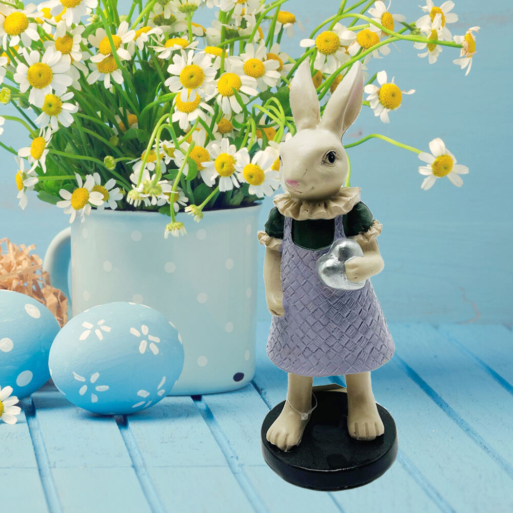 Eastern Decorations Polyresin Standing Girl Bunny Table Top Decoration For Home Table Easter Rabbit Craft Gifts for Spring details