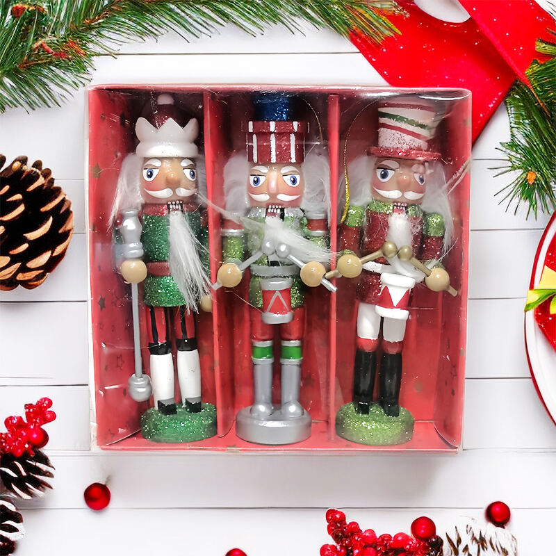 3/S Christmas Nutcracker Hanging Ornament Small Wooden King Nutcracker Hanging Decorations Nutcracker Figure Christmas supplier