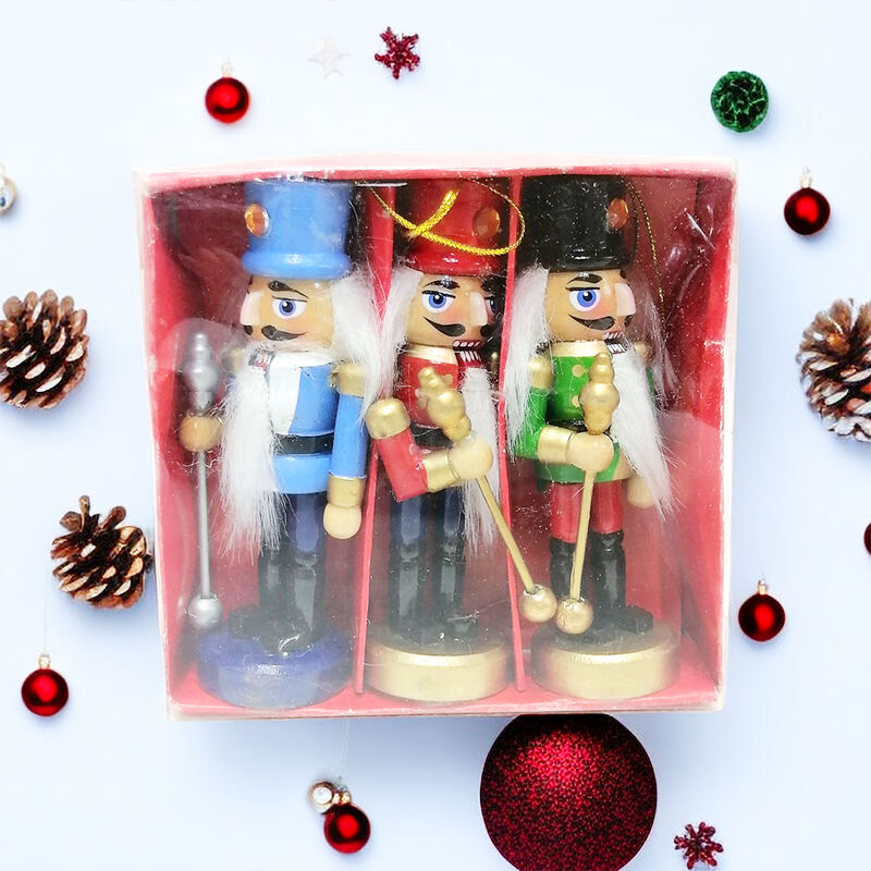 4/S Christmas Nutcracker Hanging Ornament Small Wooden King Nutcracker Hanging Decorations Nutcracker Figure Christmas details