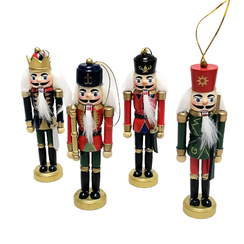 4/S Christmas Nutcracker Hanging Ornament Small Wooden King Nutcracker Hanging Decorations Nutcracker Figure Christmas Ornament manufacture