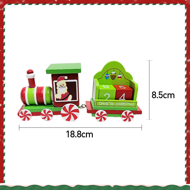 Christmas Painted Wooden Decoration Mini Train for Xmas Table Top Ornament for Festival Party manufacture