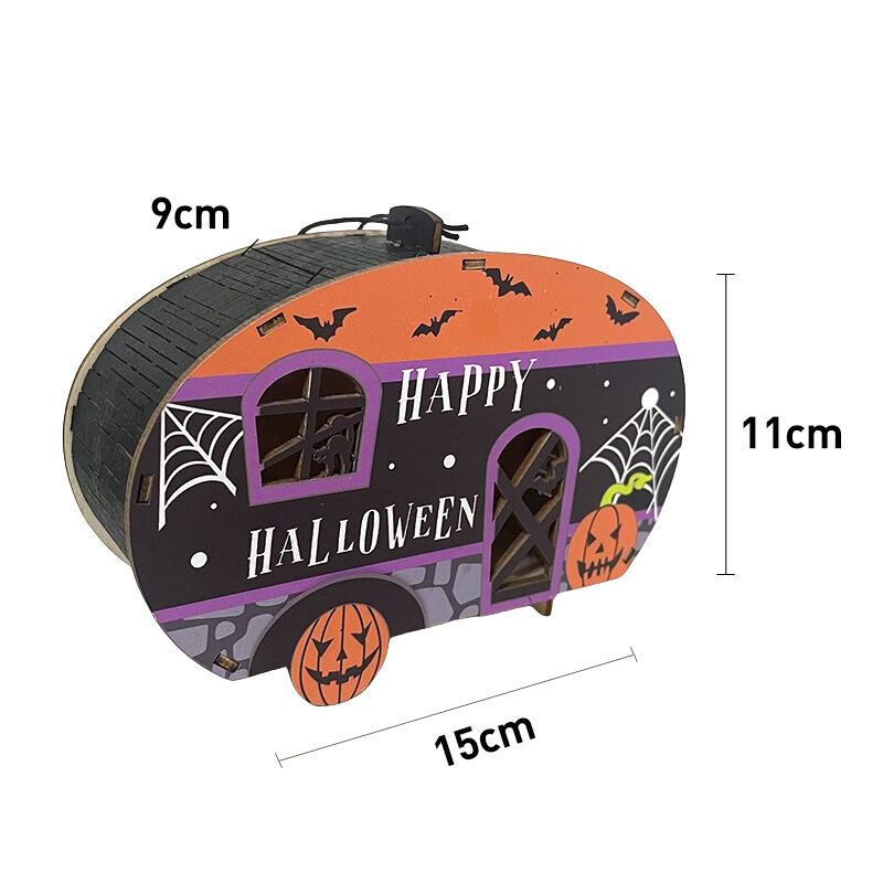 Festival Halloween Wooden Pumpkin Light Decorations Lighted Table Decor, Battery Operated Halloween Tabletop Centerpiece supplier