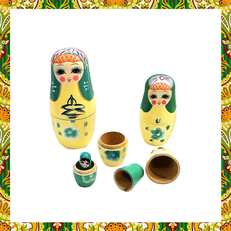 5Pcs Russian Matryoshka Dolls Handmade Wooden Christmas Table Decoration Doll Nesting Dolls Set for Kids Birthday Toy Gift factory