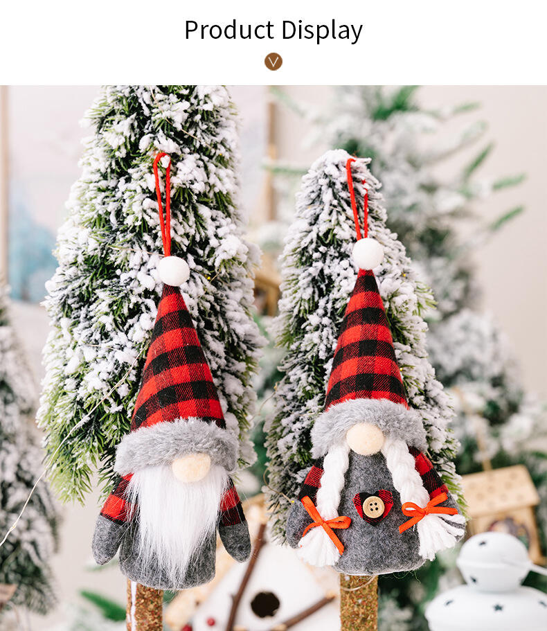Christmas Gnome Lighted Plush Gnomes Gonk With Lights Hanging Ornaments manufacture