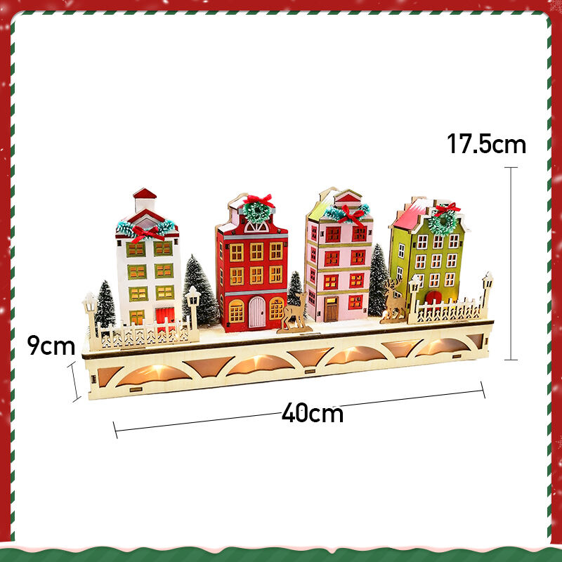 Christmas House Village With Wooden Laser Cut Christmas Scene And Light Up Colourful For Christmas Gift details