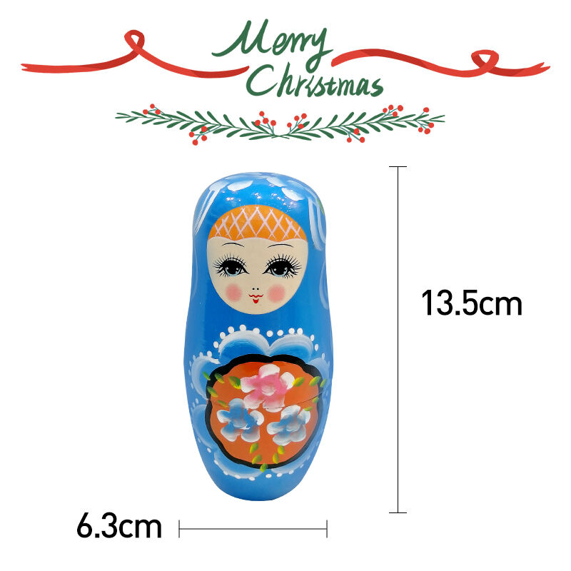 5Pcs Russian Matryoshka Dolls Handmade Wooden Christmas Table Decoration Doll Nesting Dolls Set for Kids Birthday Toy Gift supplier