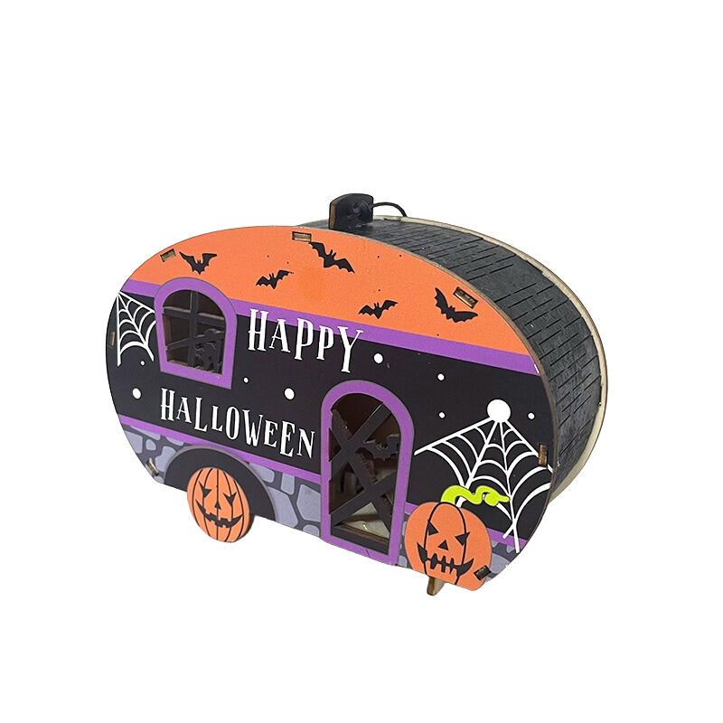 Festival Halloween Wooden Pumpkin Light Decorations Lighted Table Decor, Battery Operated Halloween Tabletop Centerpiece details