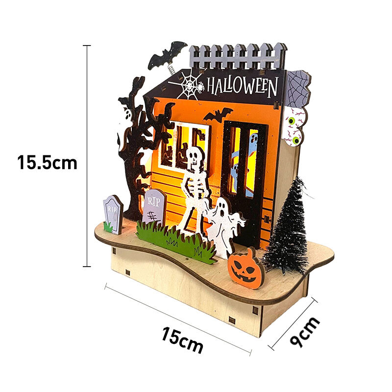 Festival Halloween Decorations Light Wooden Lighted Table Decor, Battery Operated Halloween Tabletop Centerpiece Decorations details