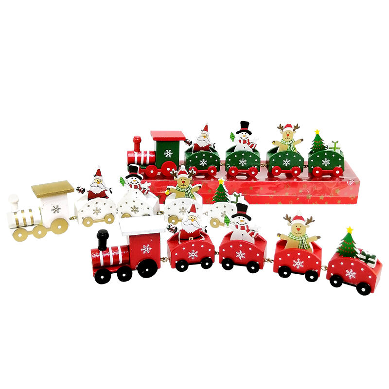 Happy Trees 5 Pcs Wooden Christmas Train with Snowman, Mini Train Decor Set for Christmas Party, Christmas Train Ornament Gift manufacture