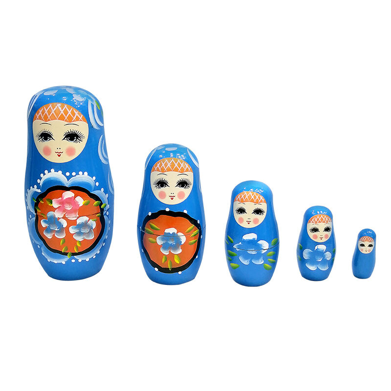 5Pcs Russian Matryoshka Dolls Handmade Wooden Christmas Table Decoration Doll Nesting Dolls Set for Kids Birthday Toy Gift supplier