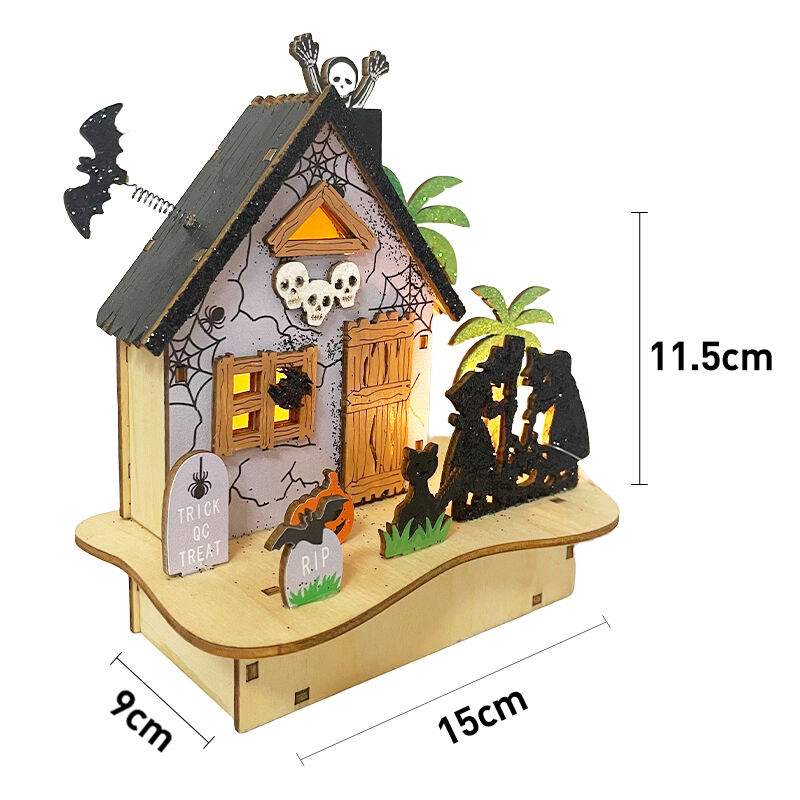 Festival Halloween Decorations Light Wooden Lighted Table Decor, Battery Operated Halloween Tabletop Centerpiece Decorations details