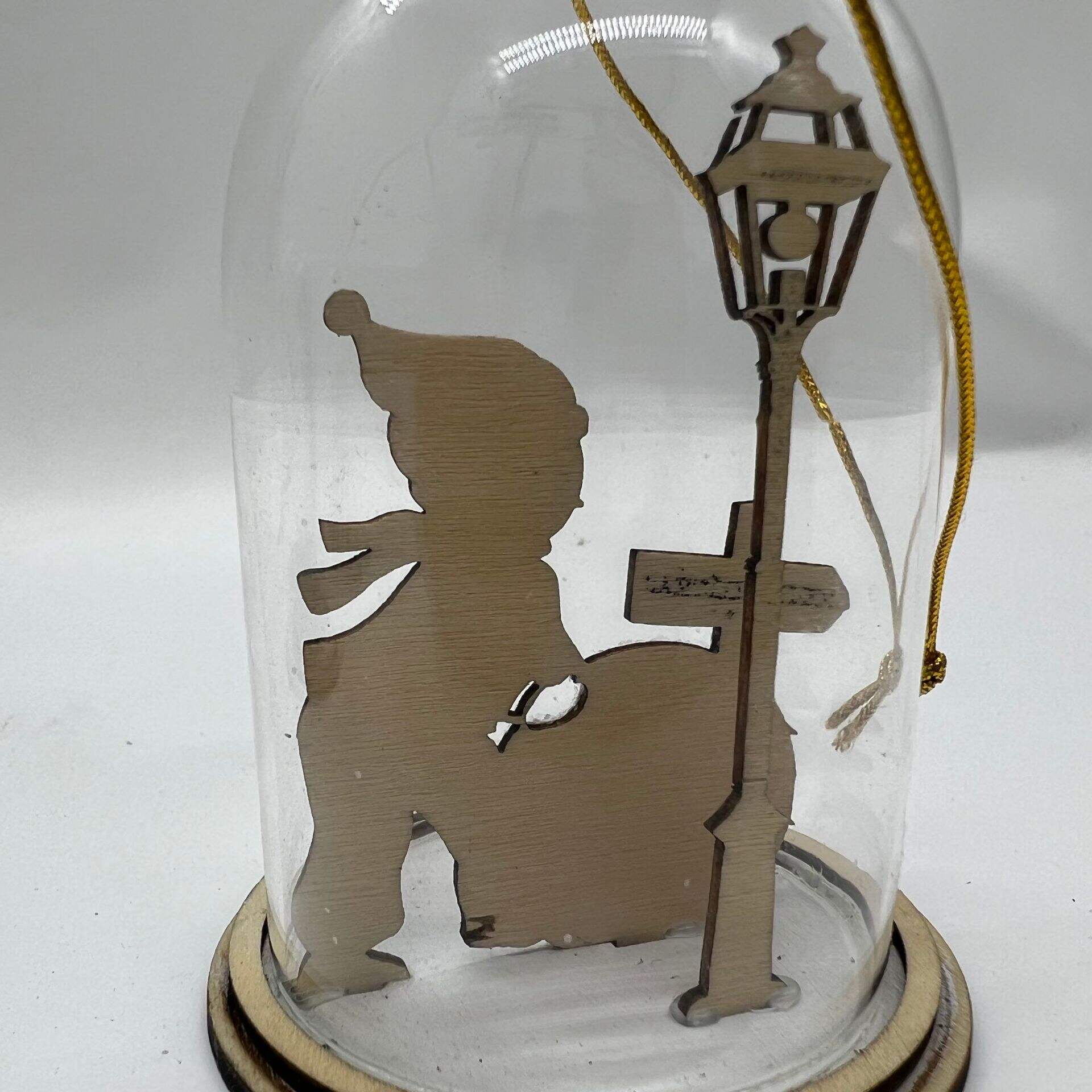 Christmas Led lighting Hanging Glass Christmas Ornaments Christmas Snowman With Child Wooden Decoration supplier