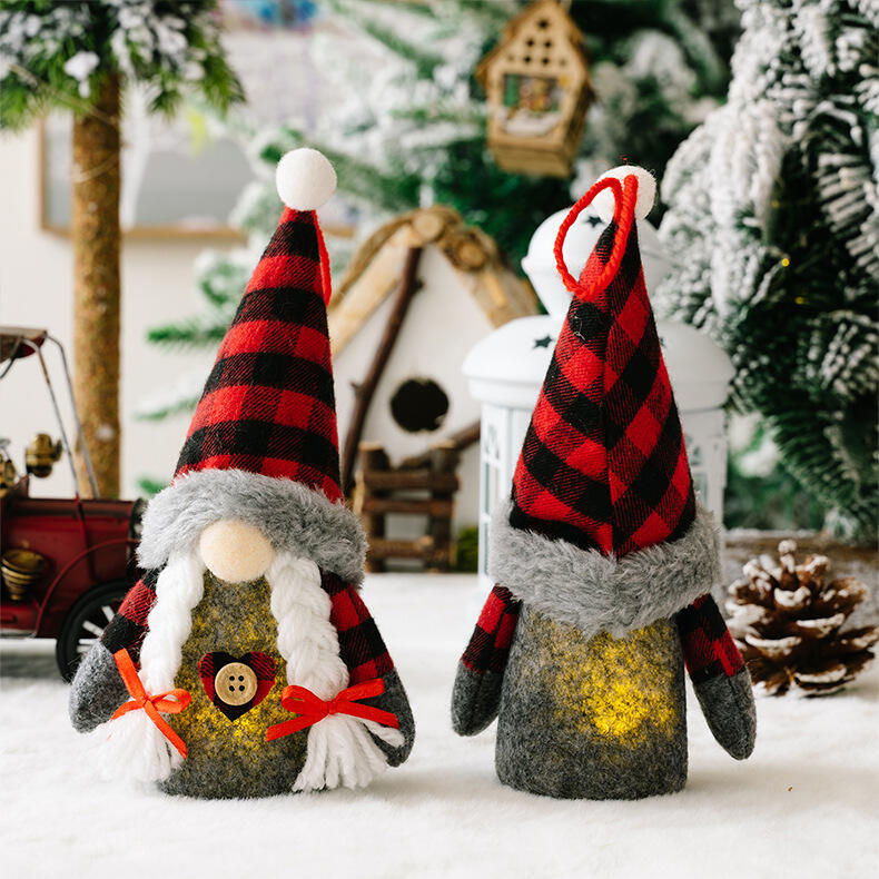 Christmas Gnome Lighted Plush Gnomes Gonk With Lights Hanging Ornaments details