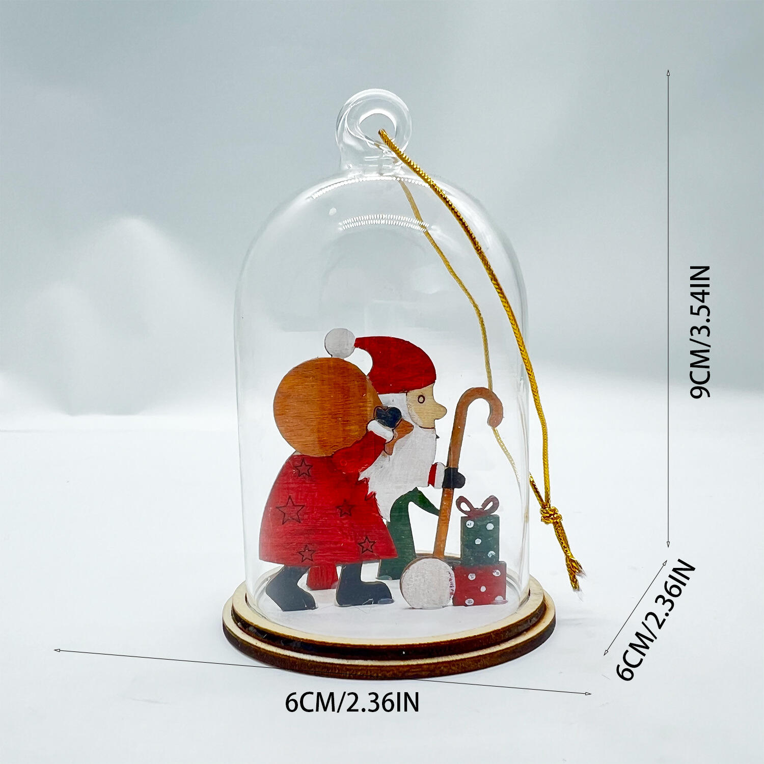 Christmas Led lighting Hanging Glass Christmas Ornaments Christmas Snowman With Child Wooden Decoration supplier