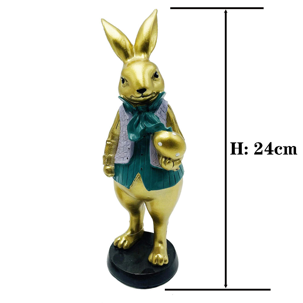 Eastern Decorations Polyresin Standing Boy Bunny Table Top Decoration For Home Table Easter Rabbit Craft Gifts factory